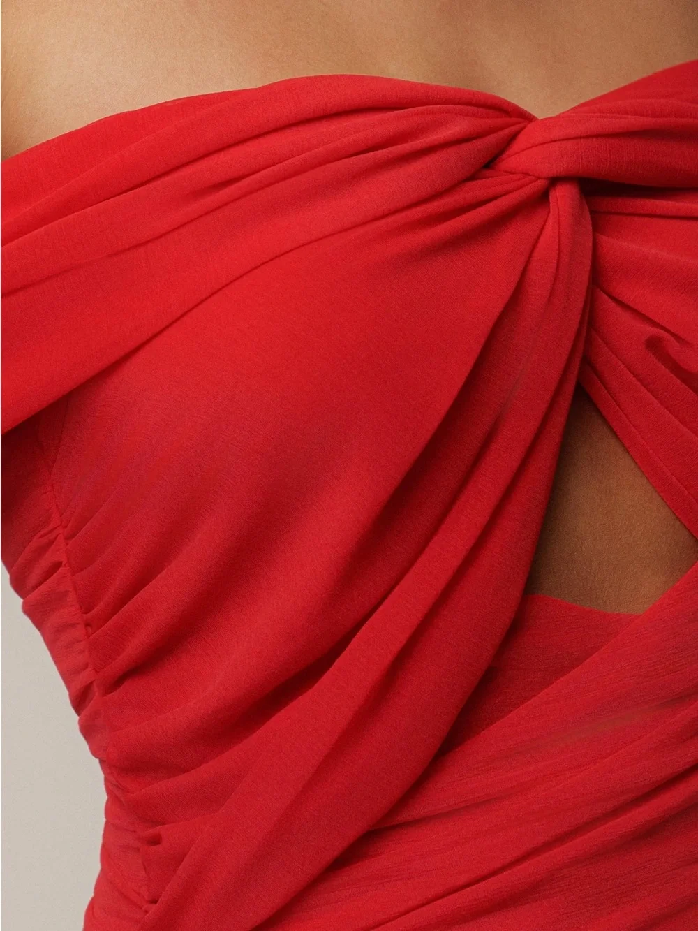 JLUXLABEL Red Strapless Ruched Maxi Dress